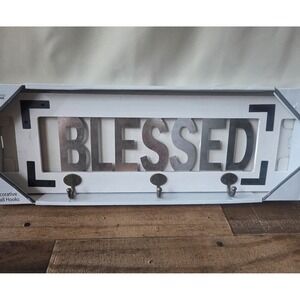 True Living Blessed Sign w/Hooks. Key/Mug/Jewelry Holder